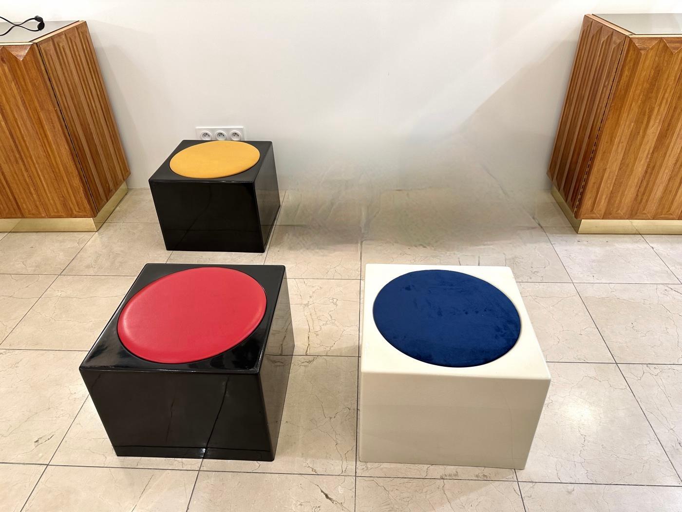 Set of 3 Cube Stools Il Kubile by MIM Roma, Italy, 1970s 3