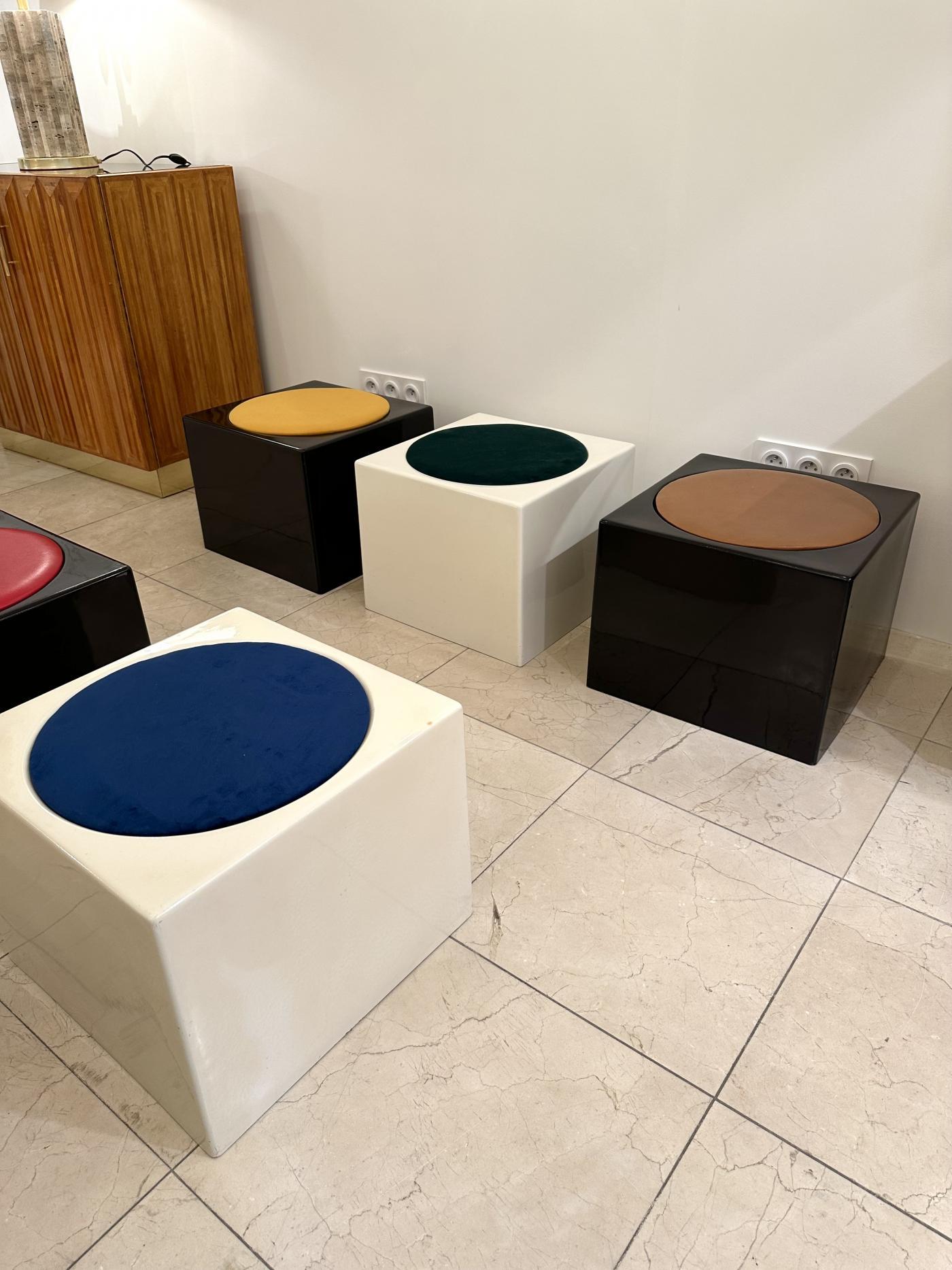 Set of 3 Cube Stools Il Kubile by MIM Roma, Italy, 1970s 1