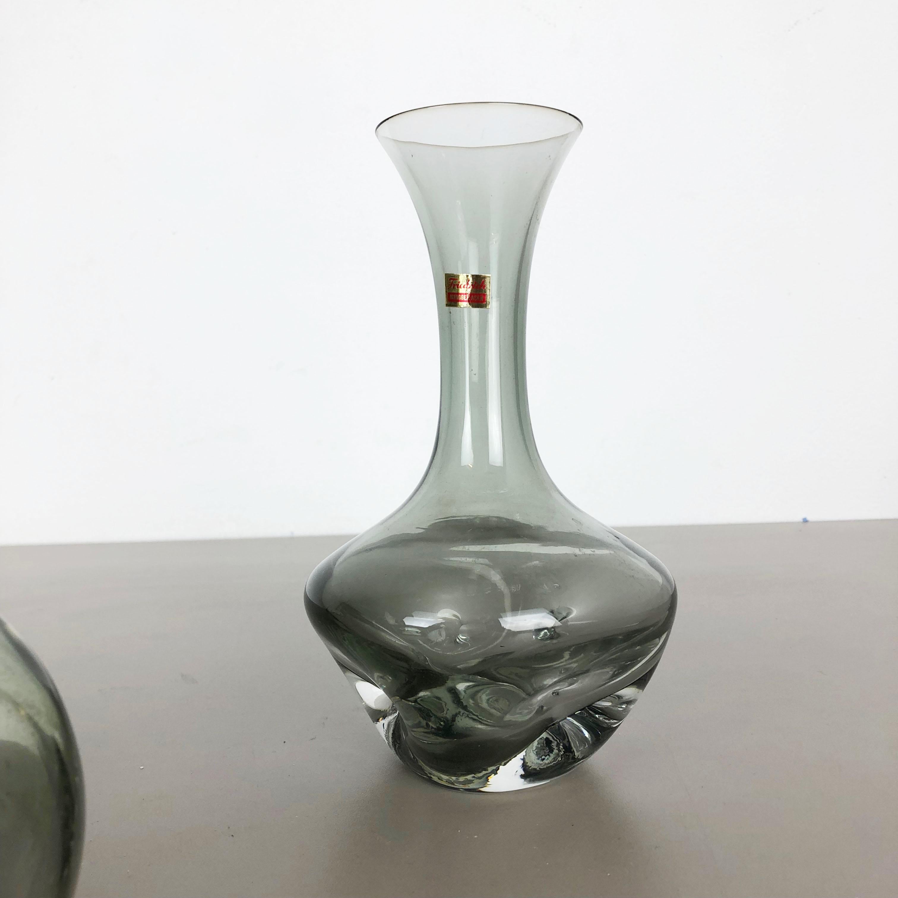 Set of 3 Cubic Hand Blown Crystal Glass Vase by Friedrich Kristall Germany 1970s For Sale 6