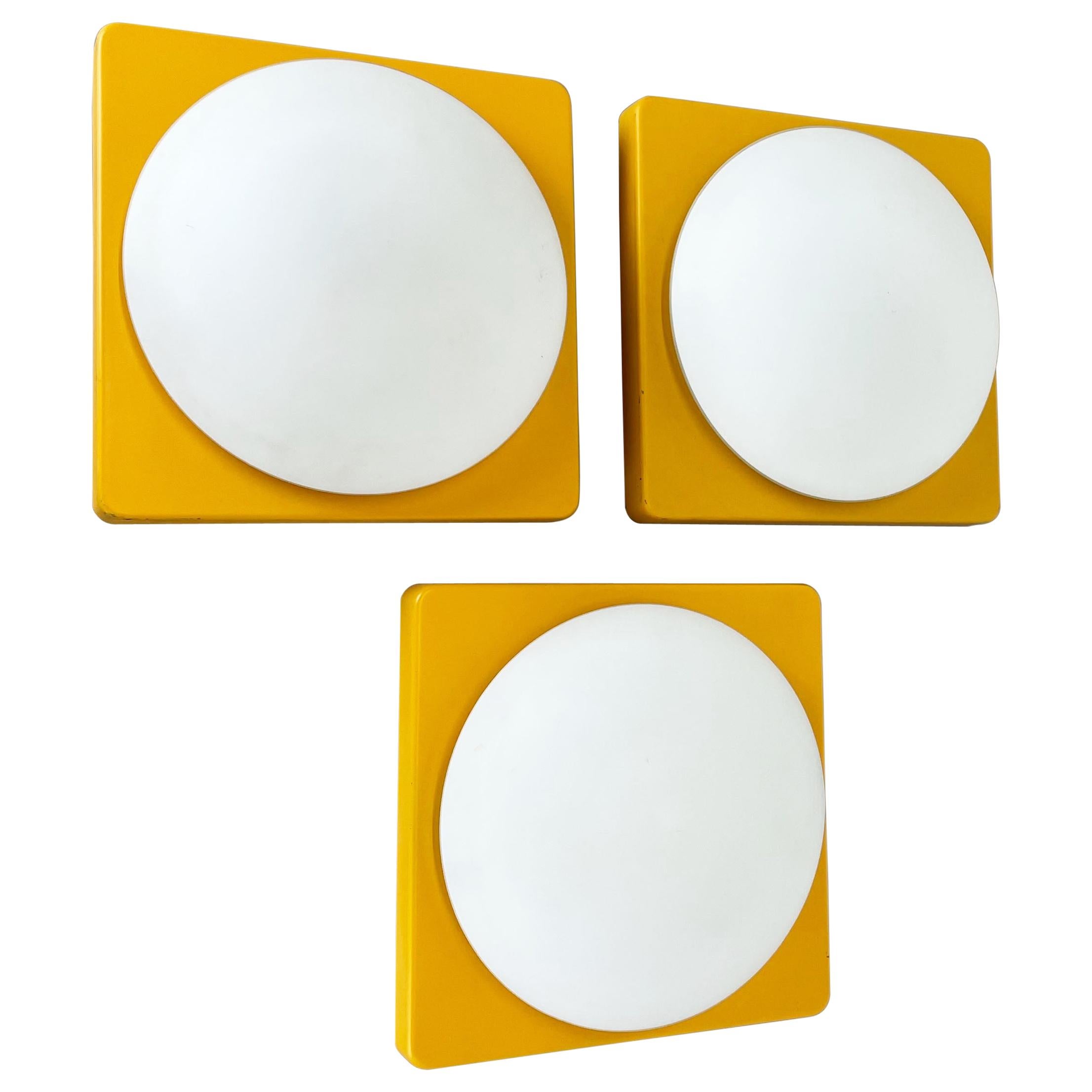 Set of 3 Cubic Wall Lights by Rolf Krüger for Heinz Neuhaus Leuchten, 1971