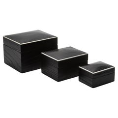 Set of 3 Curved Top Boxes in Black Oak by R&Y Augousti