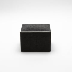 Juego de 3 cajas superiores curvadas de piel de zapa negra by R&Y Augousti