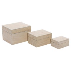 Set aus 3 geschwungenen Boxen aus weißer Eiche von R&Y Augousti