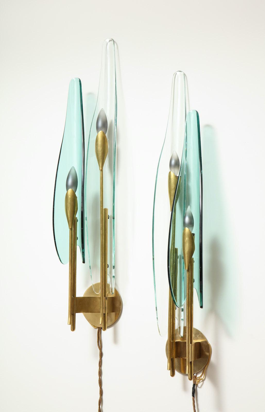 20th Century Set of 3 Dahlia Sconces by Max Ingrand for Fontana Arte