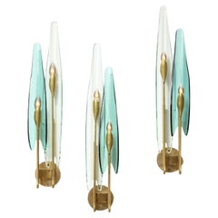 Set of 3 Dahlia Sconces by Max Ingrand for Fontana Arte