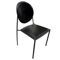 Set of 3 Dakota Jackson Memphis style "Vik-Ter" Black Leather Side Chair