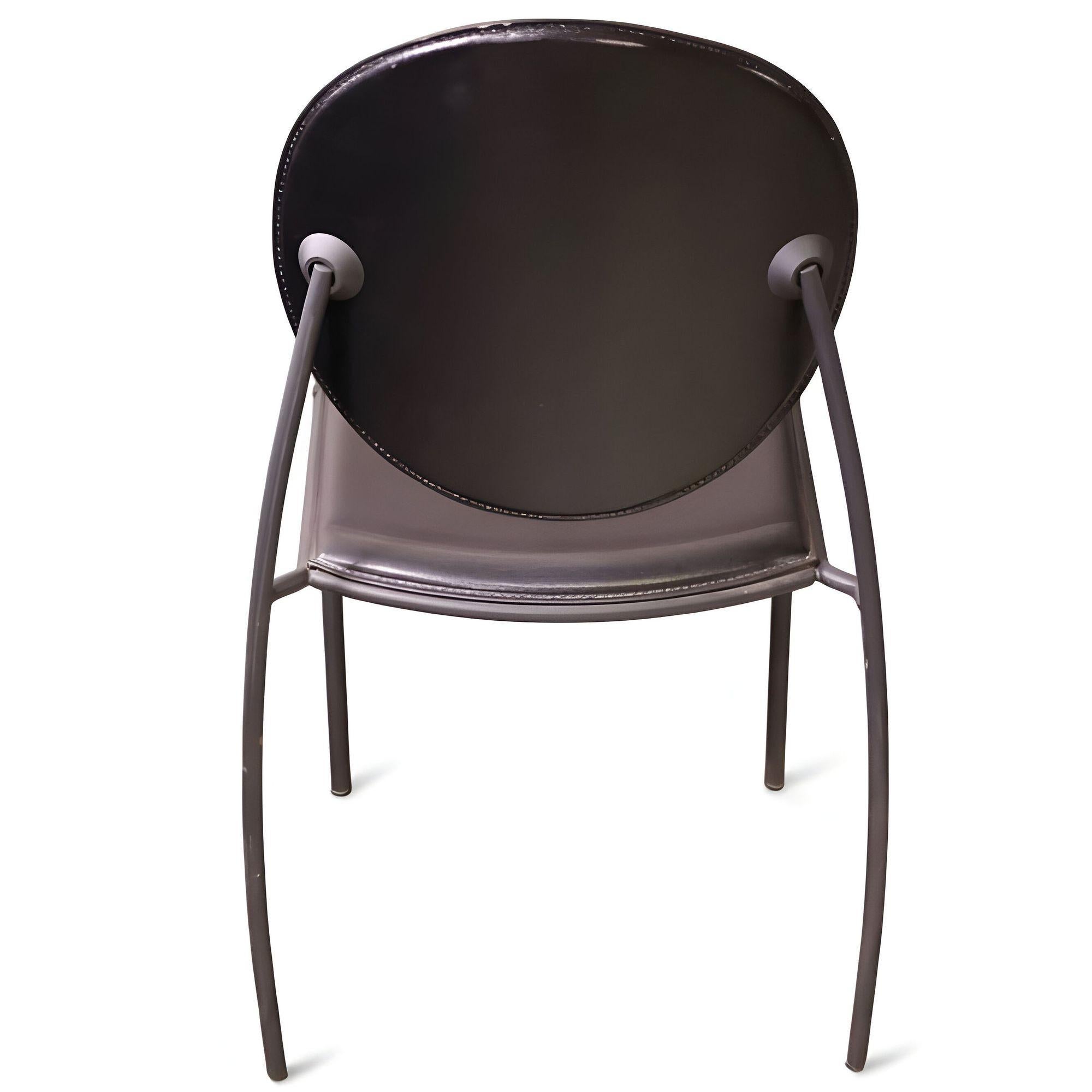 Fine XX secolo Set di 3 sedie in pelle nera 