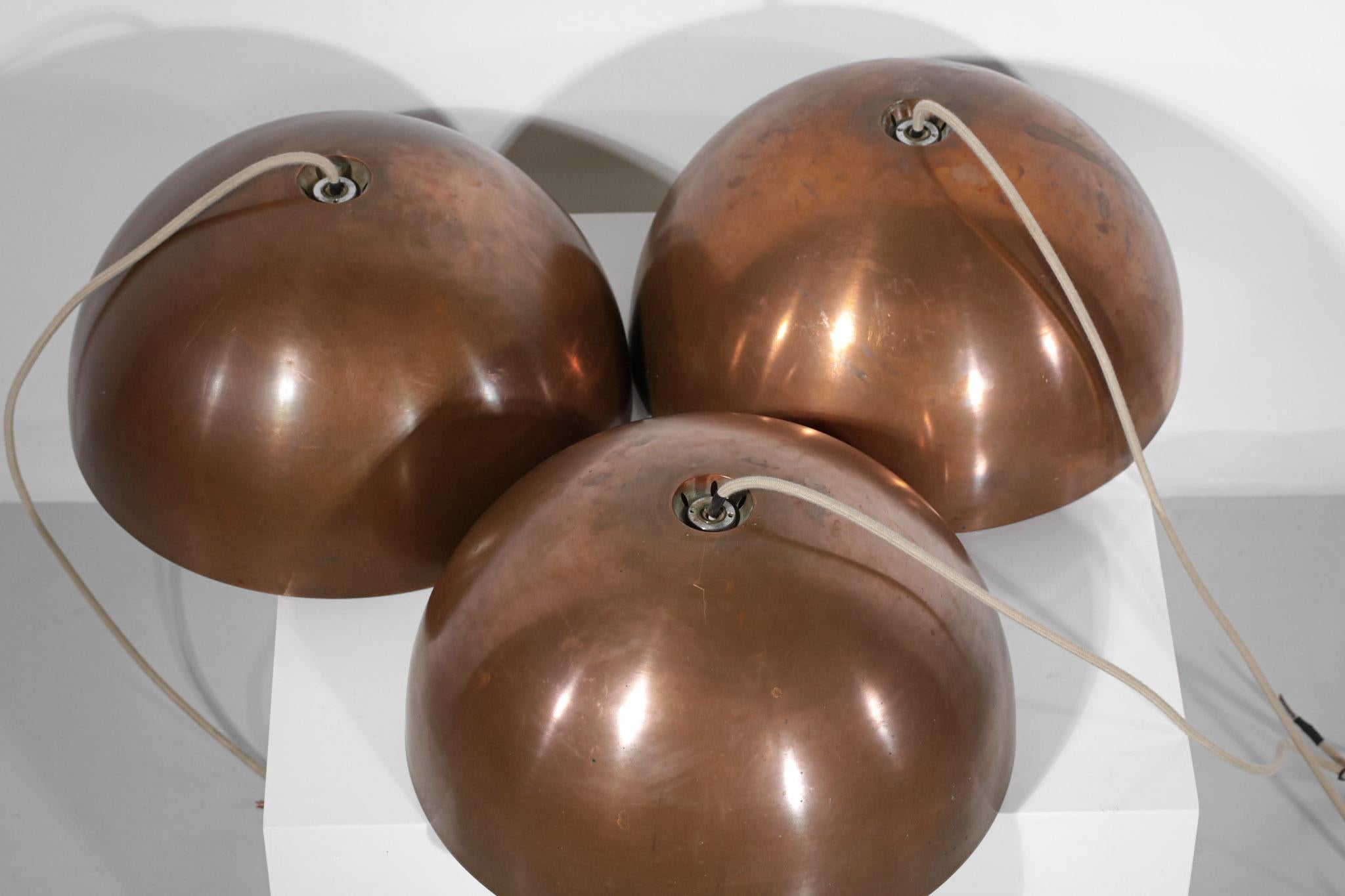 Set of 3 Danish 60's Copper Pendant Lamps by Designer Jo Hammerborg D179 5