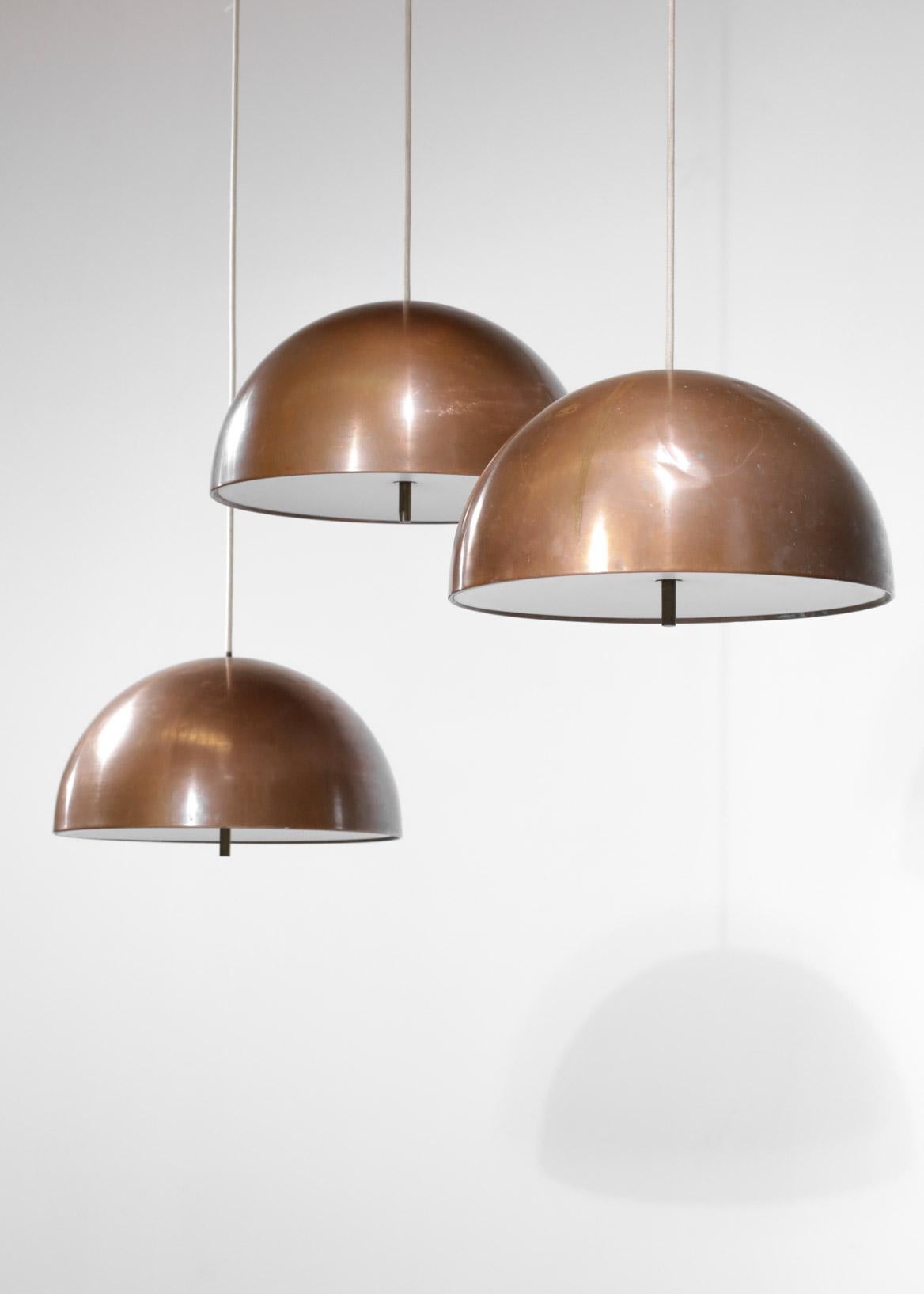 Set of 3 Danish 60's Copper Pendant Lamps by Designer Jo Hammerborg D179 1