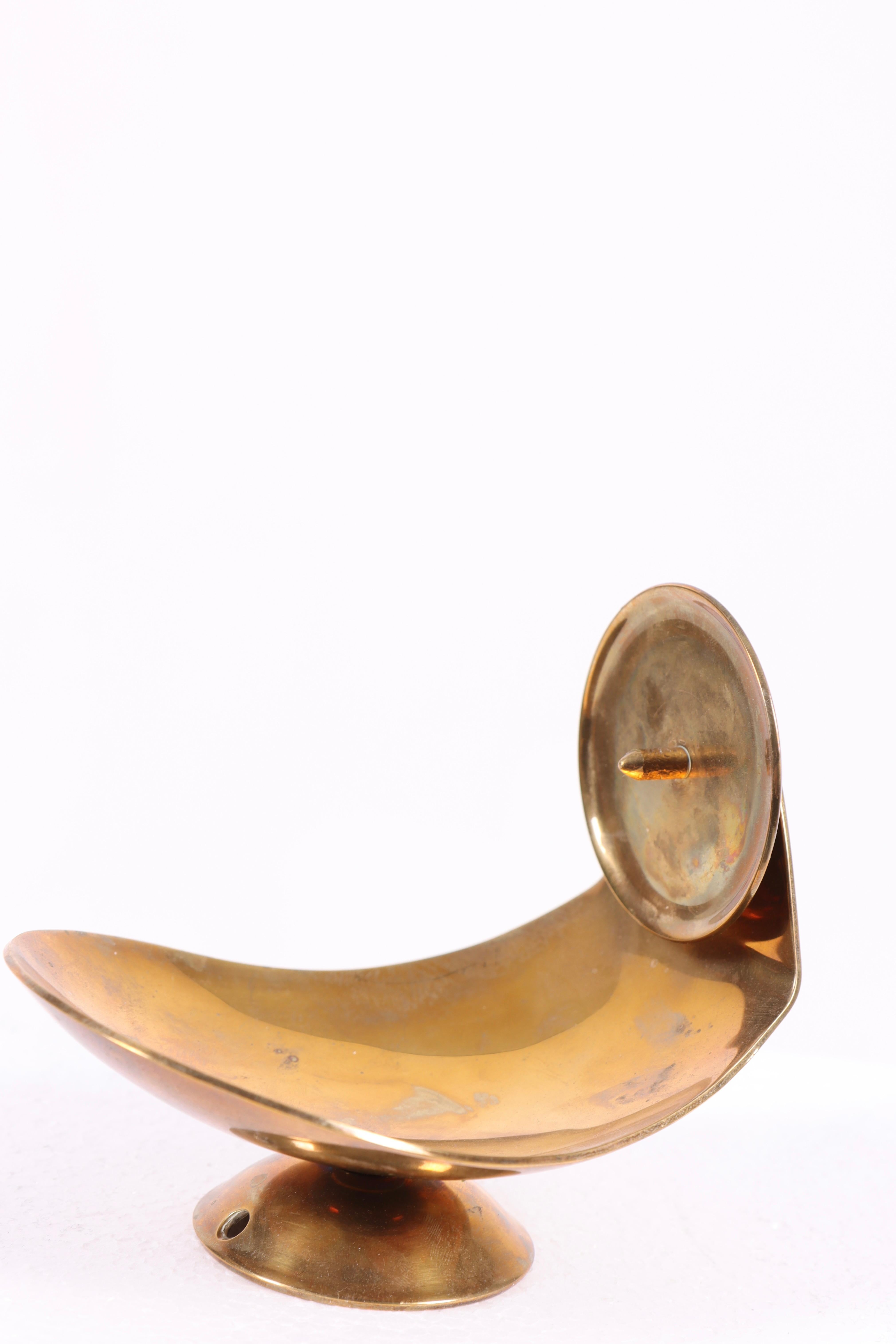 Set of 3 Danish Brass Wall Candle Holders, 1950s In Good Condition For Sale In Lejre, DK