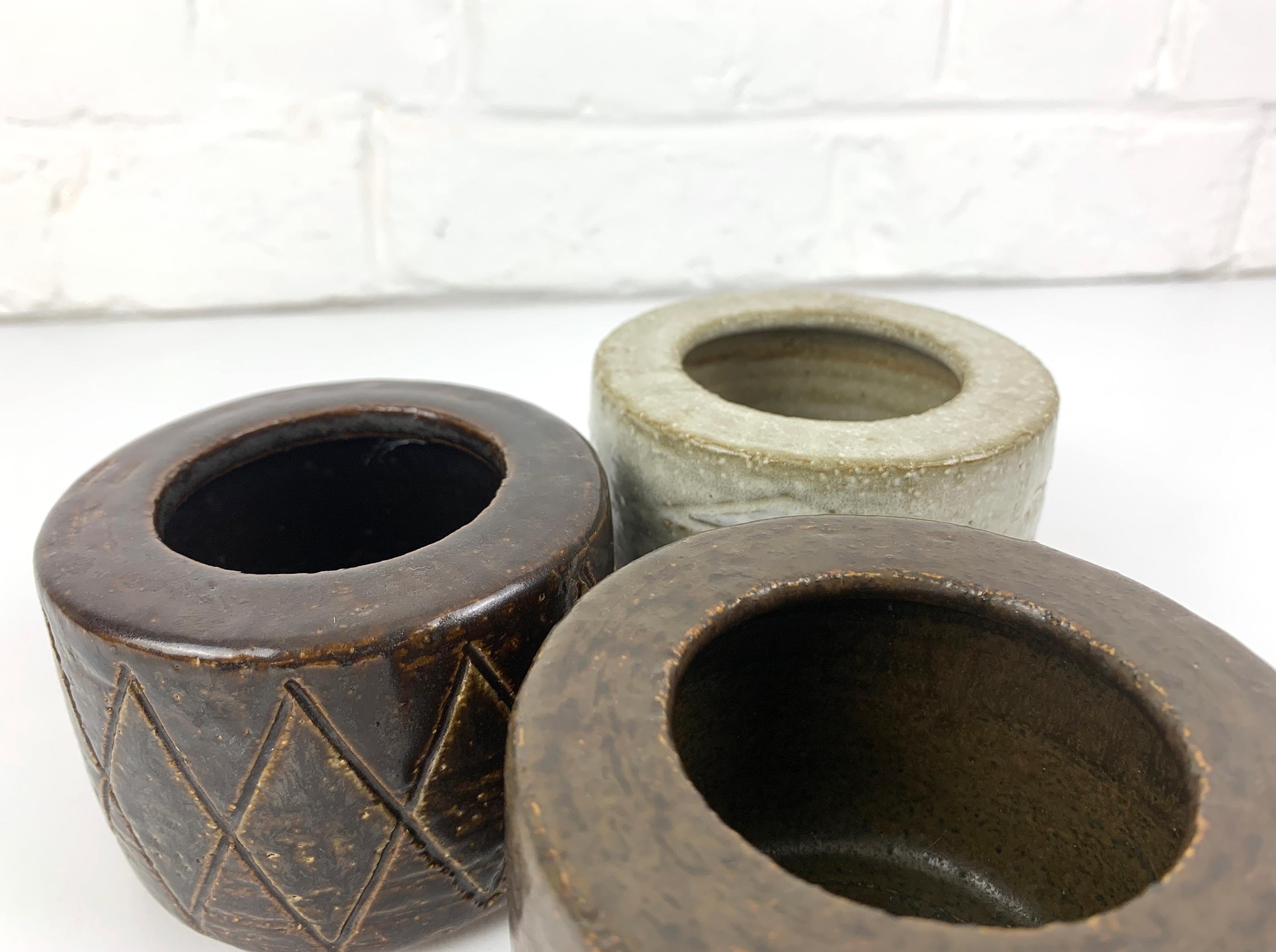 Set of 3 Danish Ceramic Vases Palshus Denmark Per & Annelise Linnemann-Schmidt For Sale 4