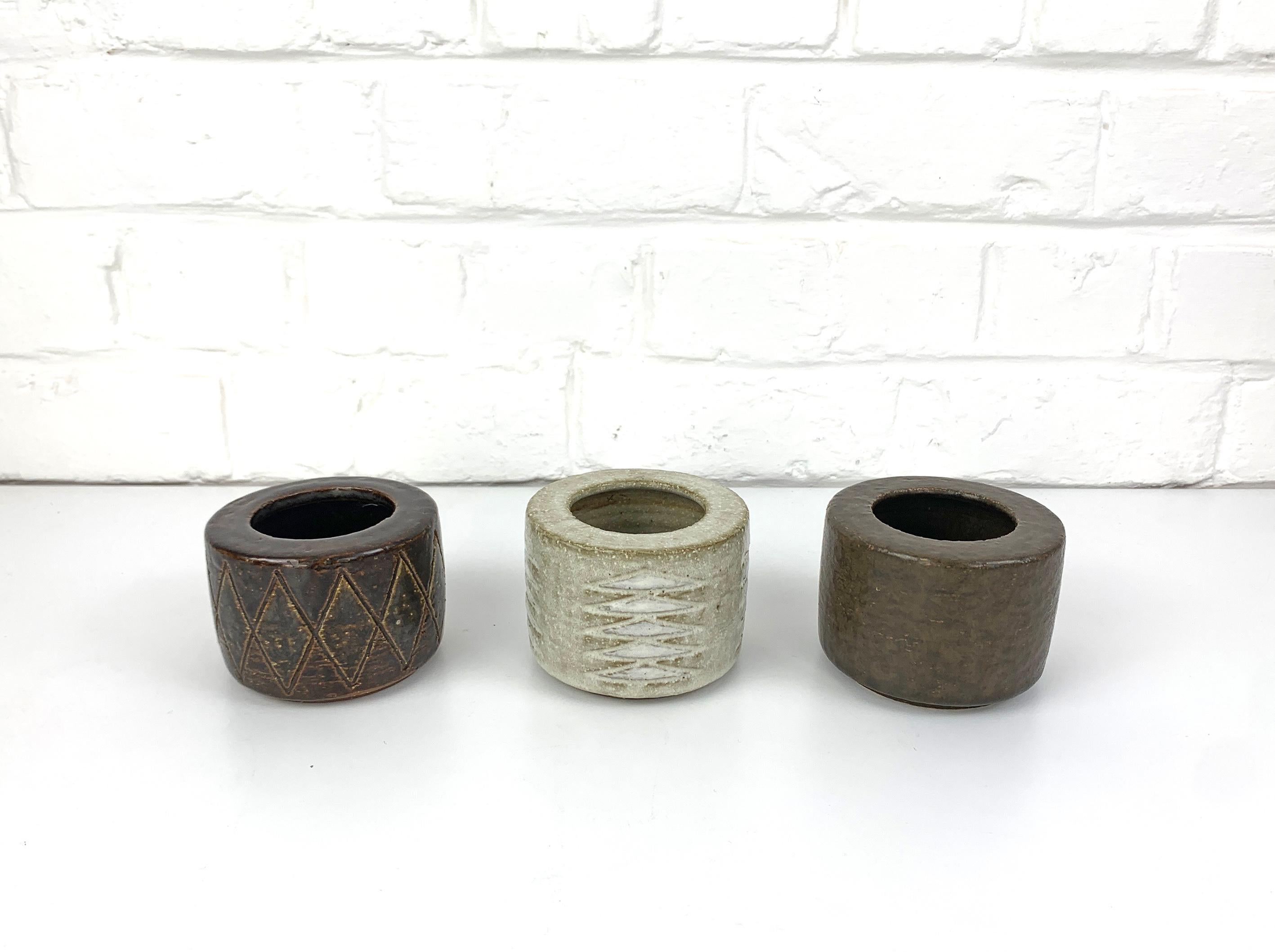 Set of 3 Danish Ceramic Vases Palshus Denmark Per & Annelise Linnemann-Schmidt For Sale 5