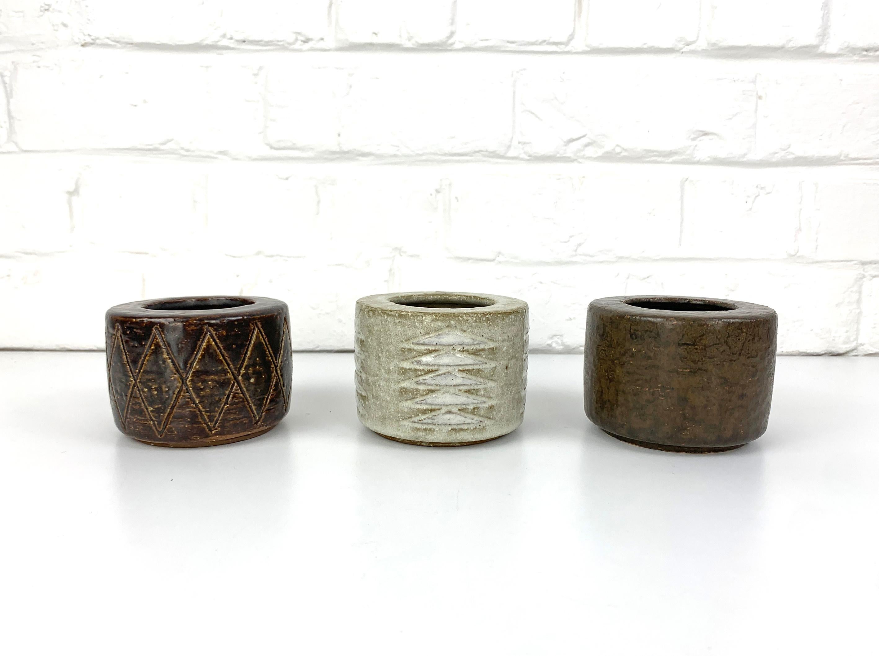 Fait main Ensemble de 3 vases danois en céramique Palshus Denmark Per & Annelise Linnemann-Schmidt en vente