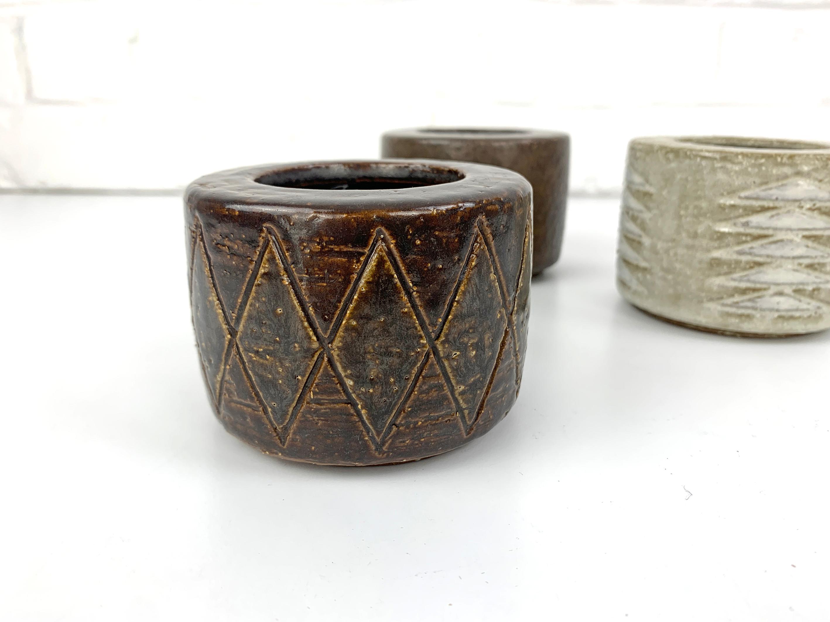 Set of 3 Danish Ceramic Vases Palshus Denmark Per & Annelise Linnemann-Schmidt For Sale 1