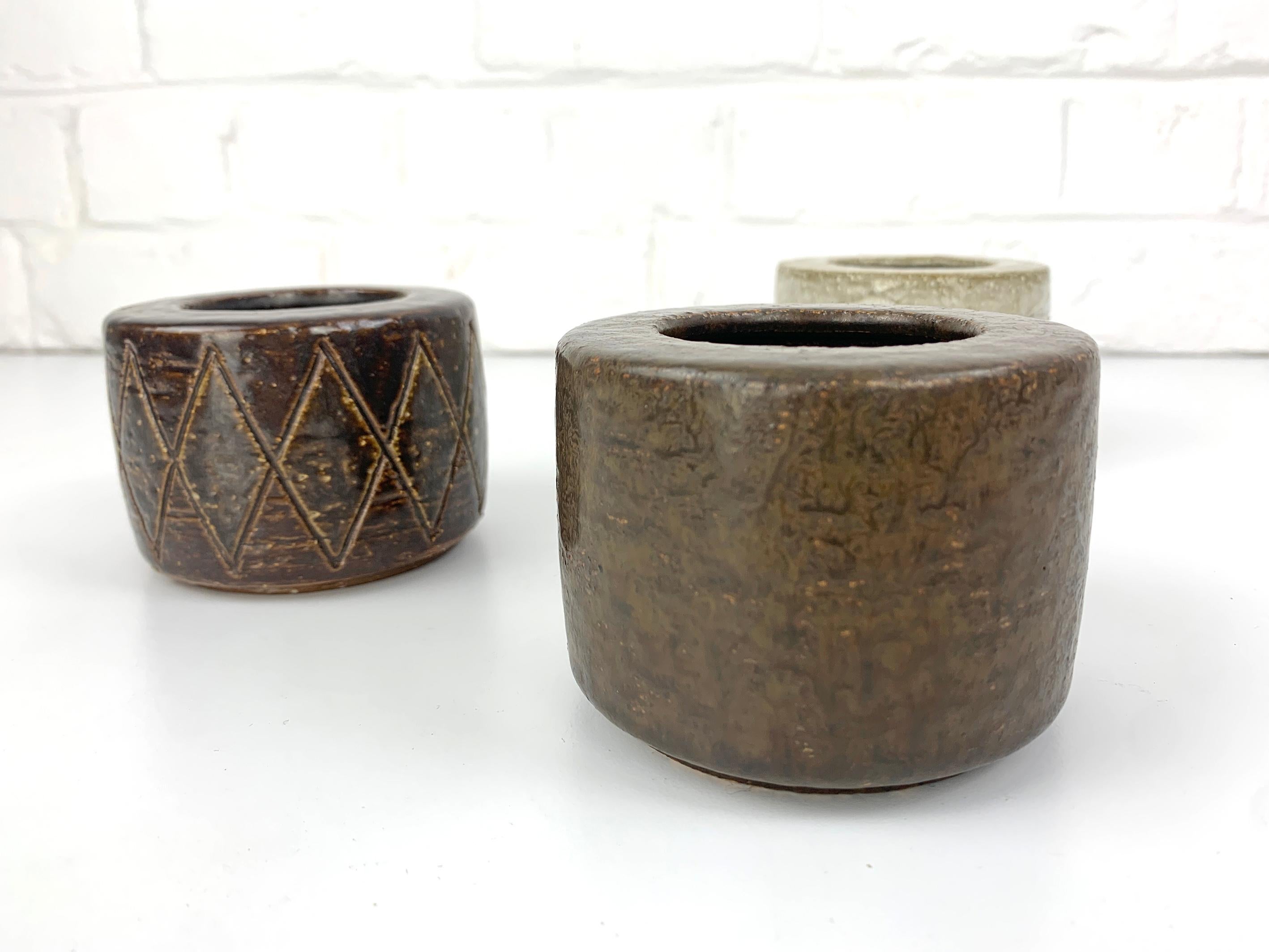 Set of 3 Danish Ceramic Vases Palshus Denmark Per & Annelise Linnemann-Schmidt For Sale 3