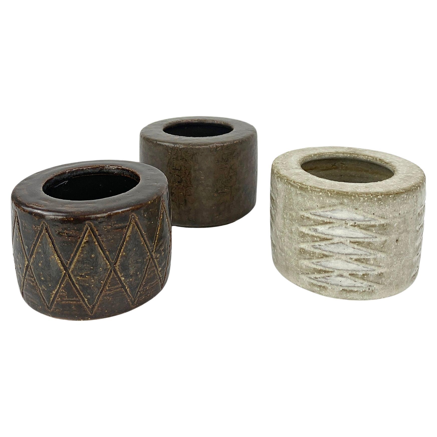 Set von 3 dänischen Keramikvasen Palshus Dänemark Per & Annelise Linnemann-Schmidt