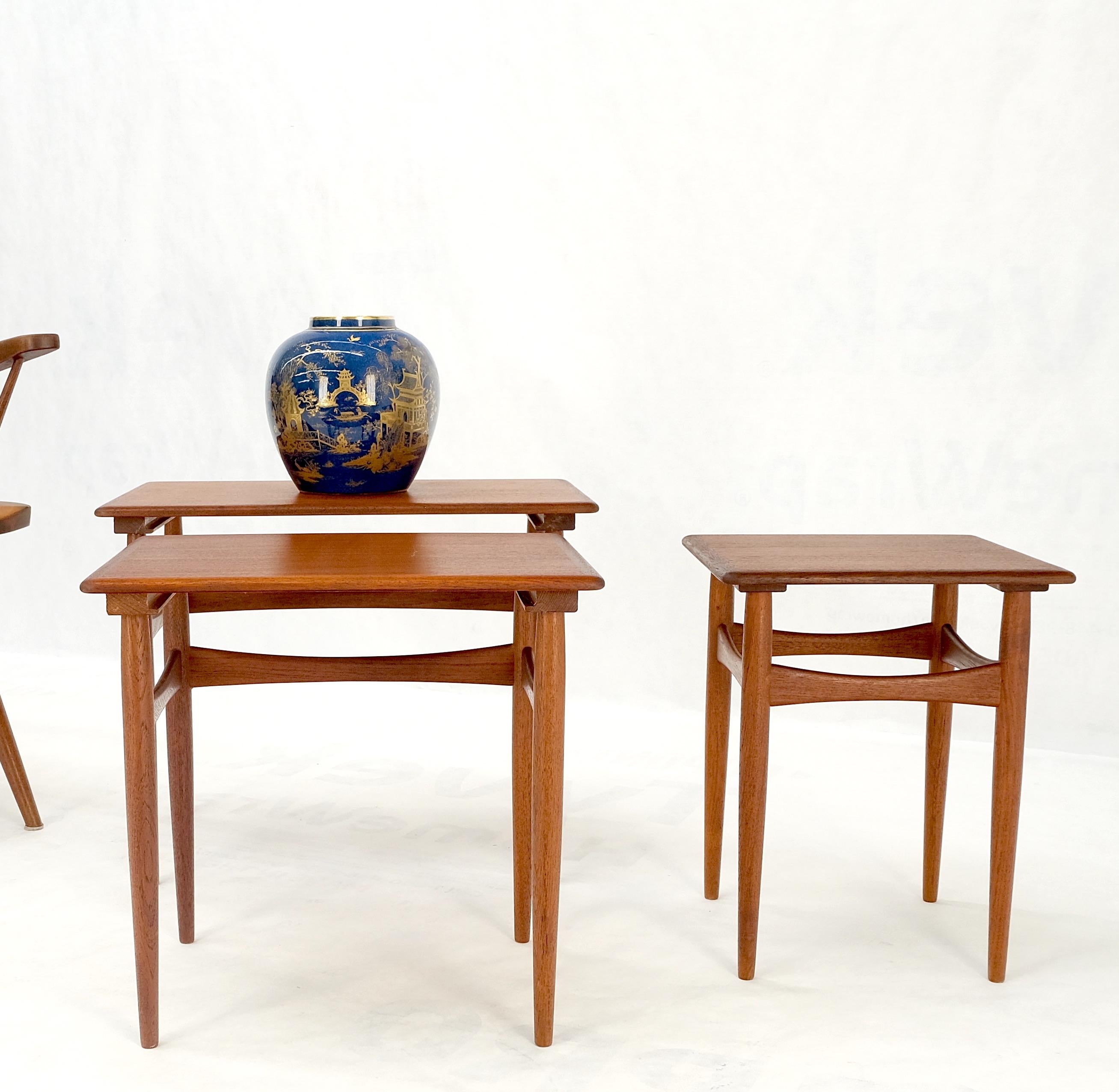 Set of 3 Danish Mid-Century Modern Teak Nesting Side Occasional Tables Mint! For Sale 9
