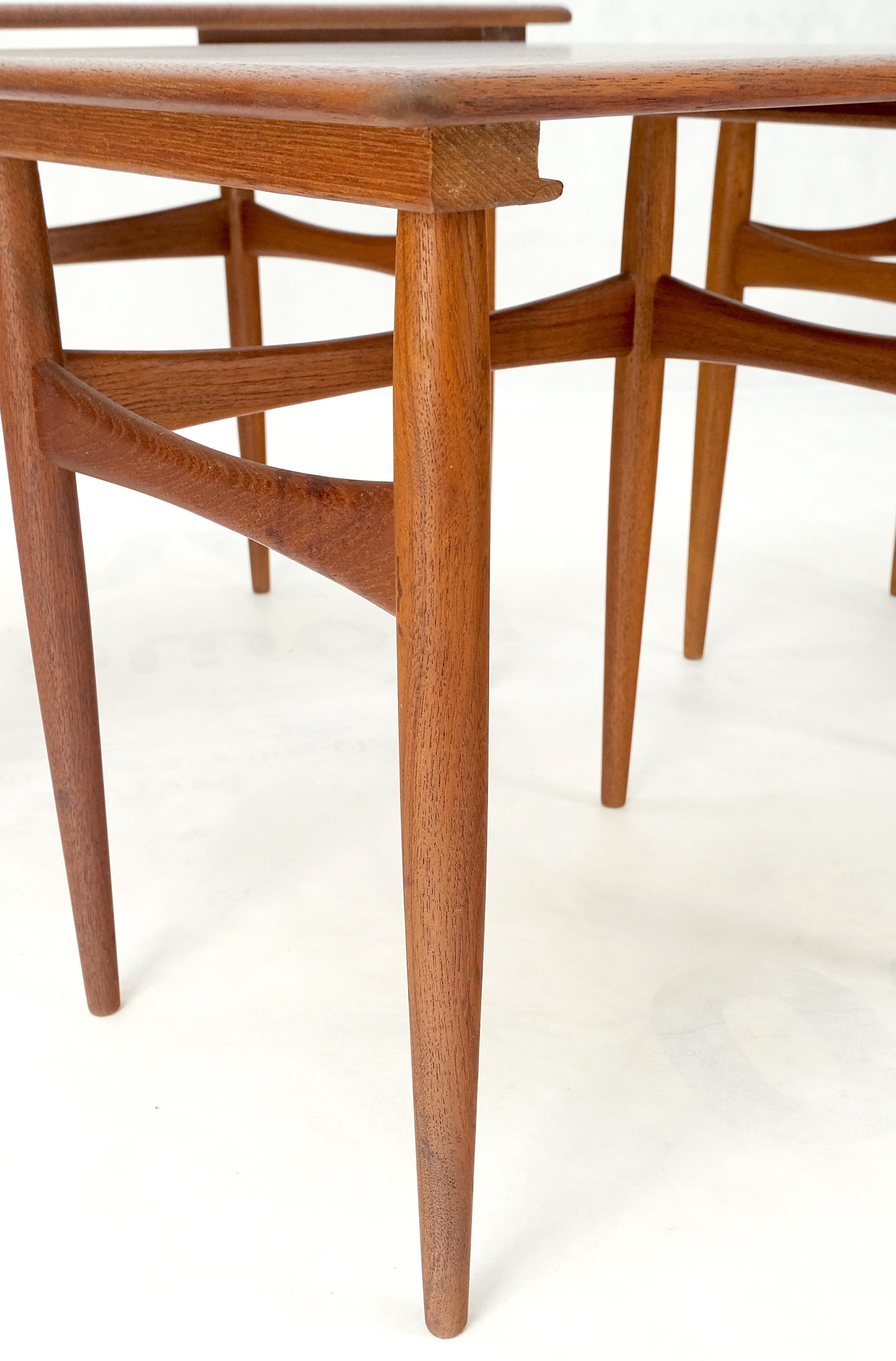 Lacquered Set of 3 Danish Mid-Century Modern Teak Nesting Side Occasional Tables Mint! For Sale