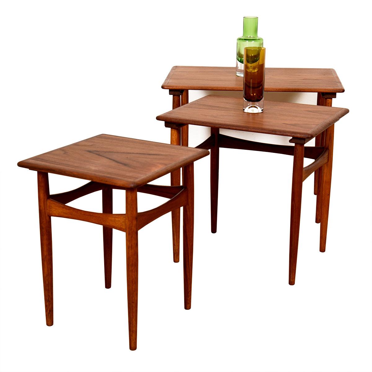 Set of 3 Danish Modern Hans J. Wegner ‘AT 40’ Nesting Tables, circa 1960s For Sale 2