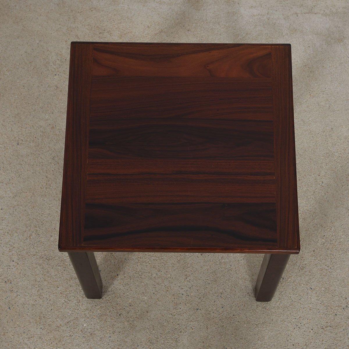 Patinated Set of 3 Danish Modern Nesting Tables in Rosewood For Sale