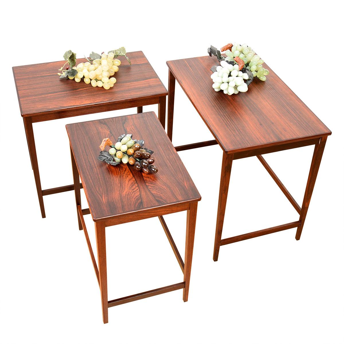 Set of 3 Danish Modern Rosewood Nesting Tables For Sale 2