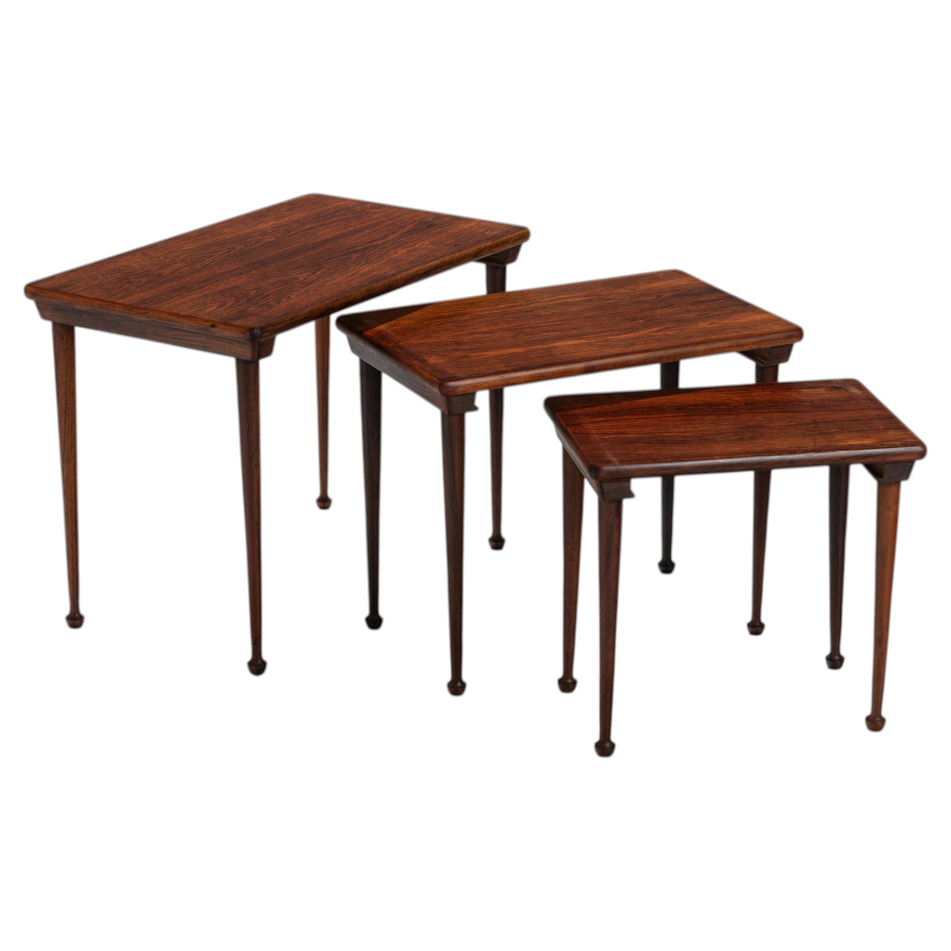 Set of 3 Danish nesting tables in rosewood Denmark 1960