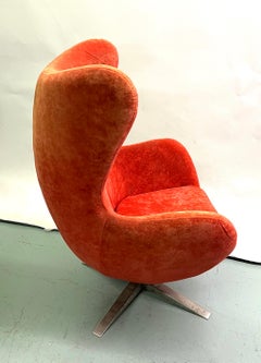 Set of 3 Danish Organic Modern Egg Lounge Chairs attr. Arne Jacobsen, 2 Leather