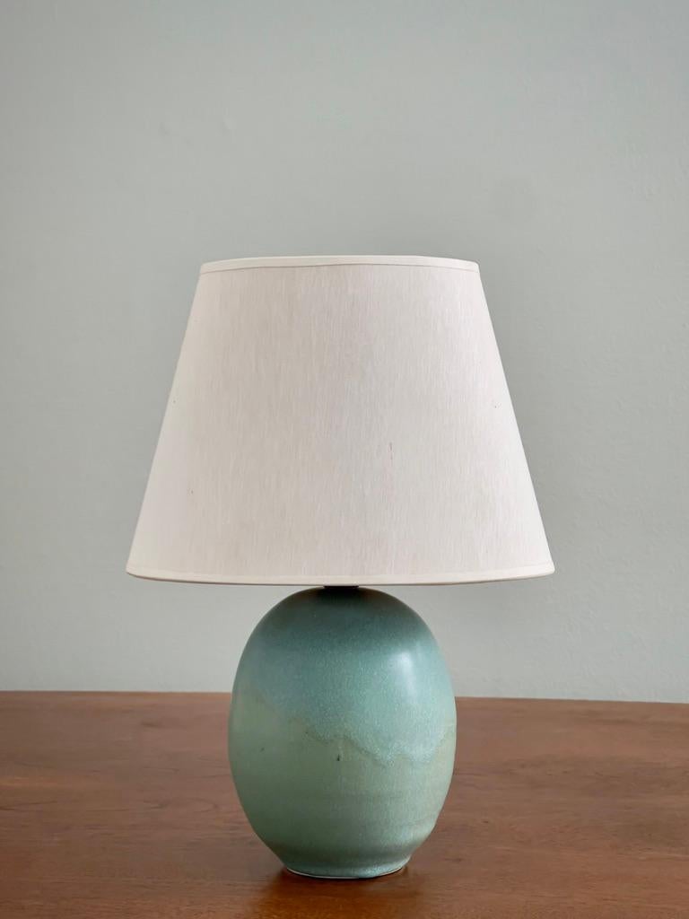 Danois Ensemble de (3) lampes de table robustes en céramique turquoise Preben Brandt Larsen, Denmark1970 en vente