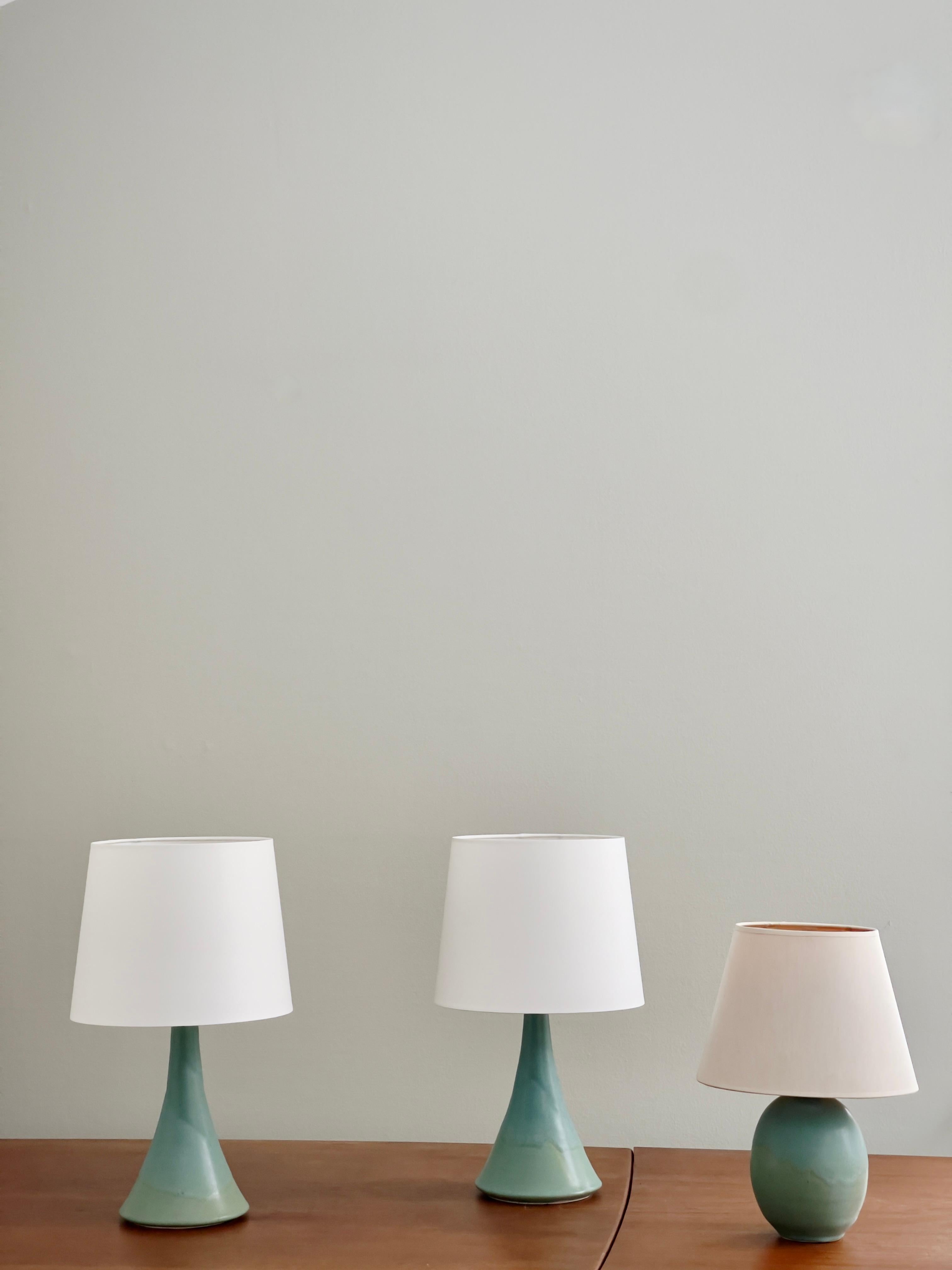 Ensemble de (3) lampes de table robustes en céramique turquoise Preben Brandt Larsen, Denmark1970 Excellent état - En vente à København K, 84