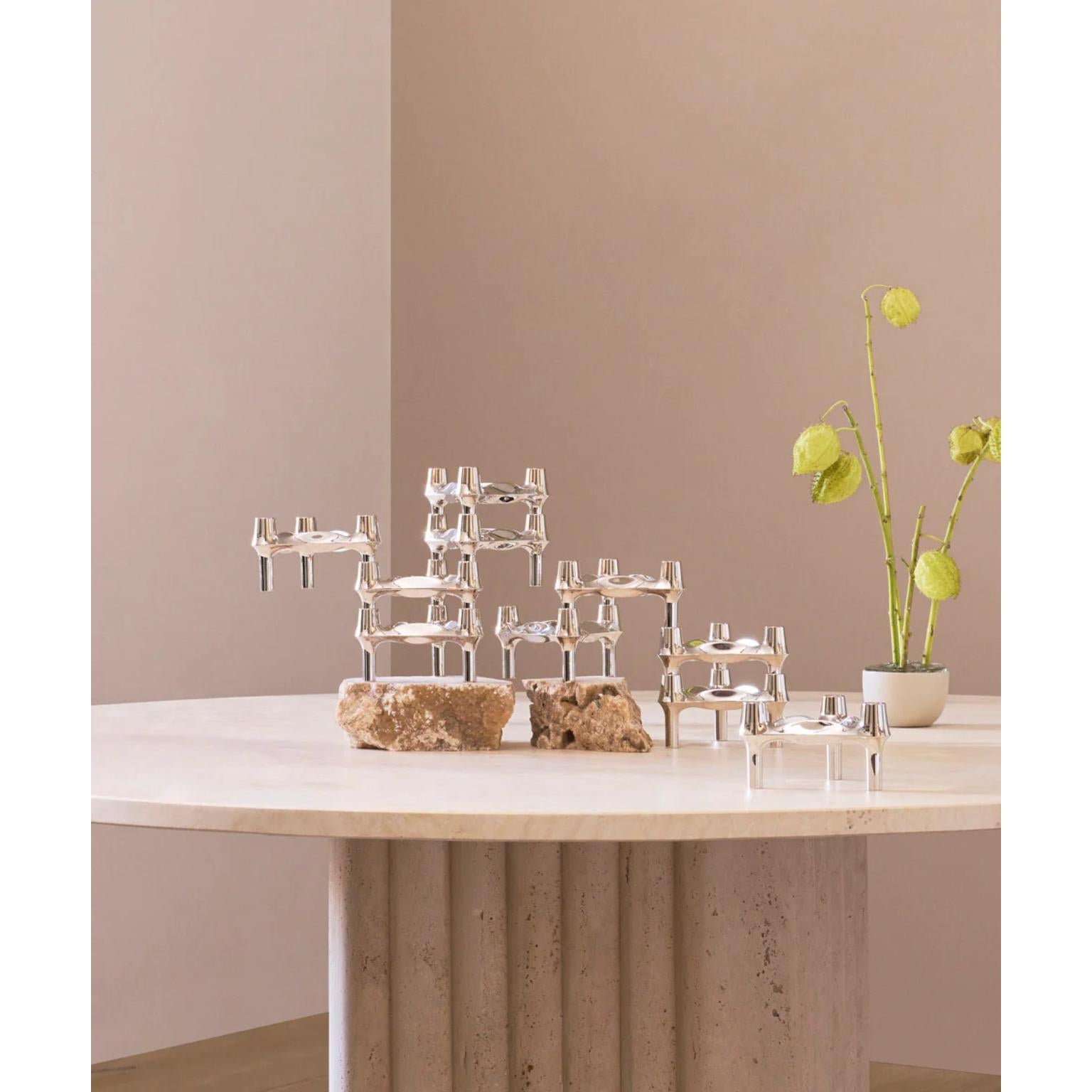 Danish Set of 3 Decorative BMF Candle Holders in Chrome Finish by STOFF Nagel For Sale