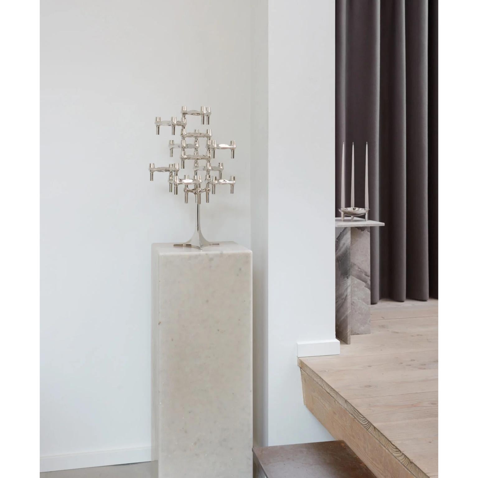 Set of 3 Decorative BMF Candle Holders in Chrome Finish by STOFF Nagel In New Condition For Sale In Geneve, CH