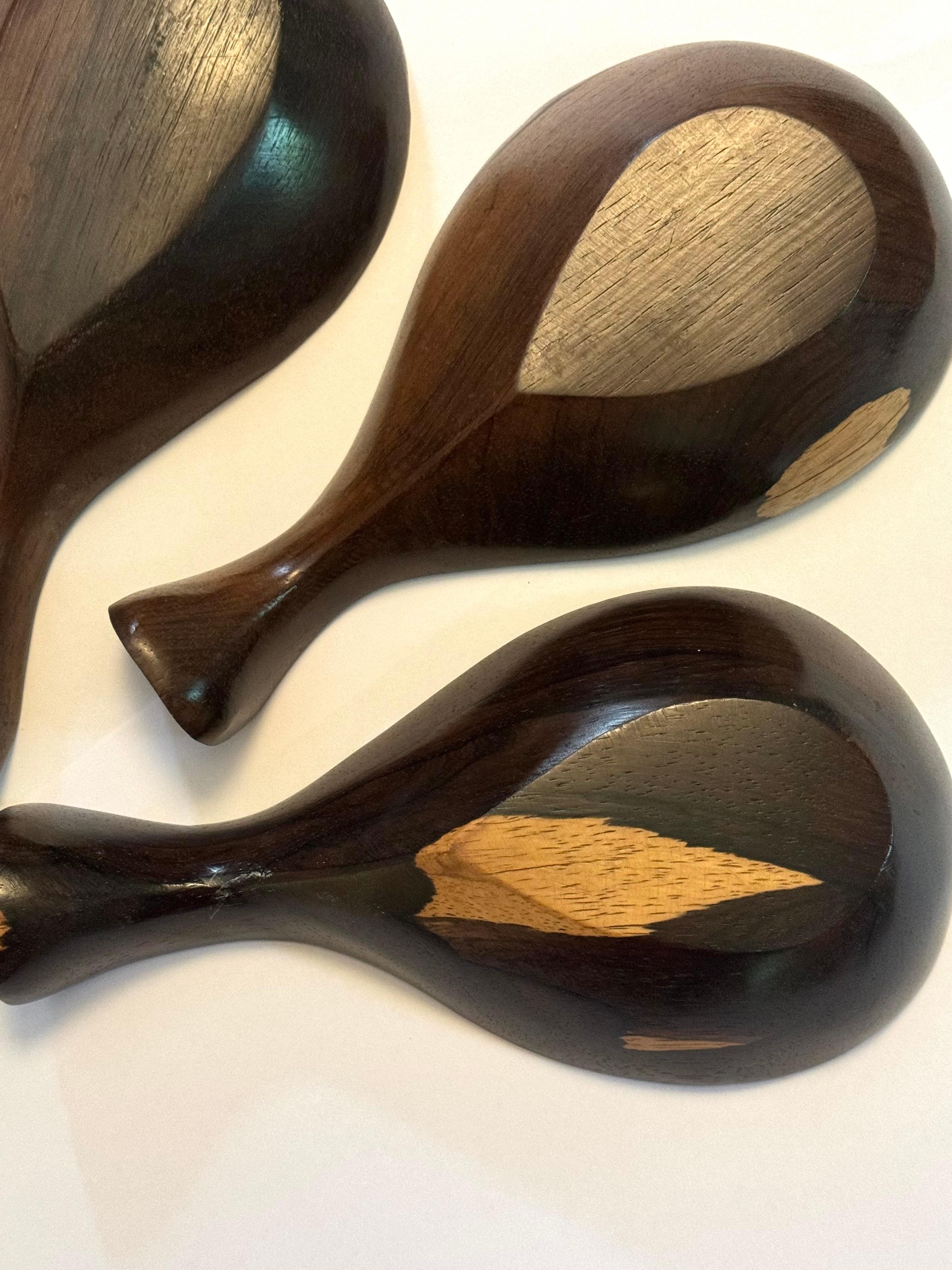 Mid-Century Modern Set of 3 Decorative Bowls in Brazilian Hardwood, Unknown, 1960s For Sale