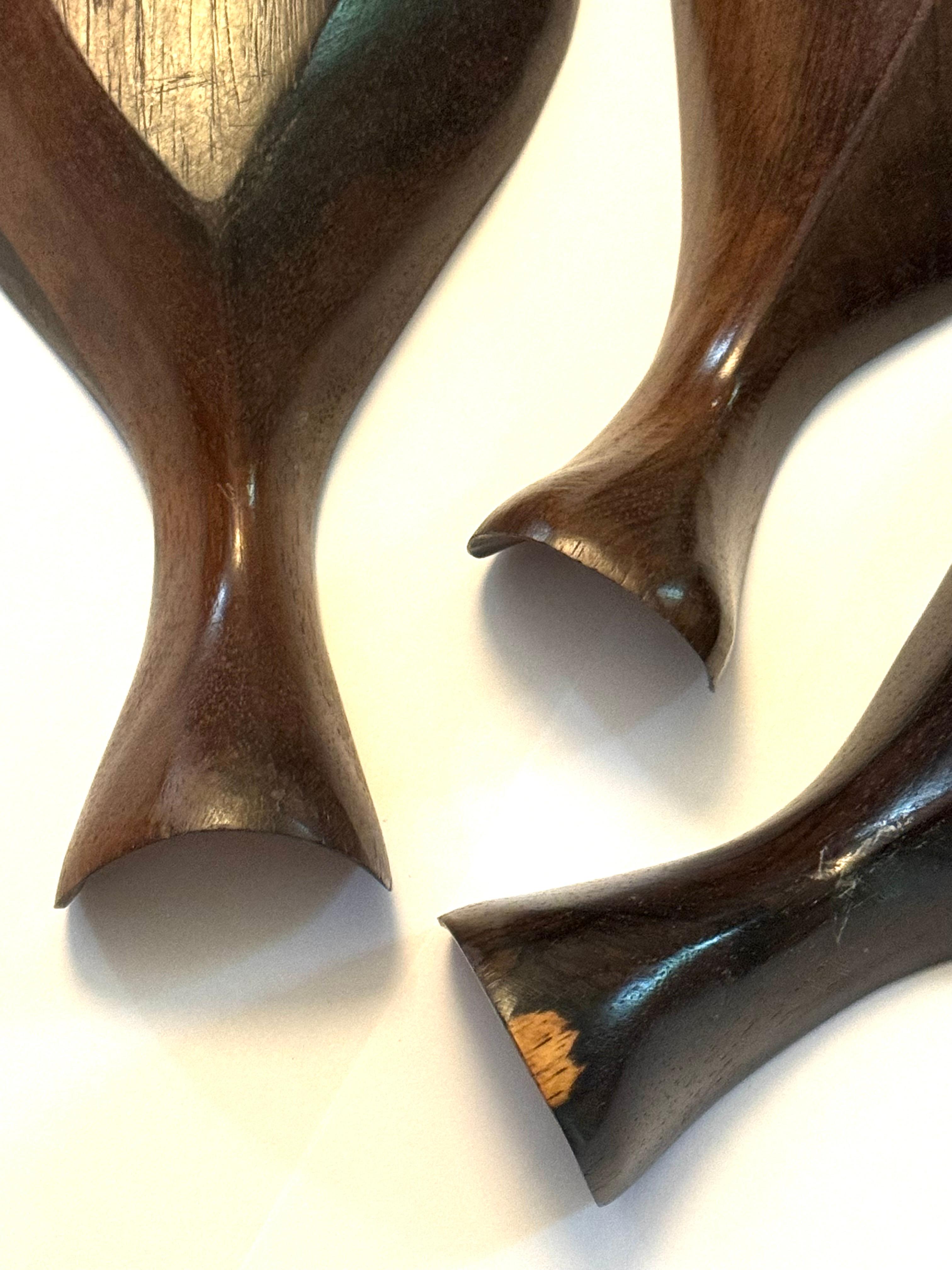 Hand-Carved Set of 3 Decorative Bowls in Brazilian Hardwood, Unknown, 1960s For Sale