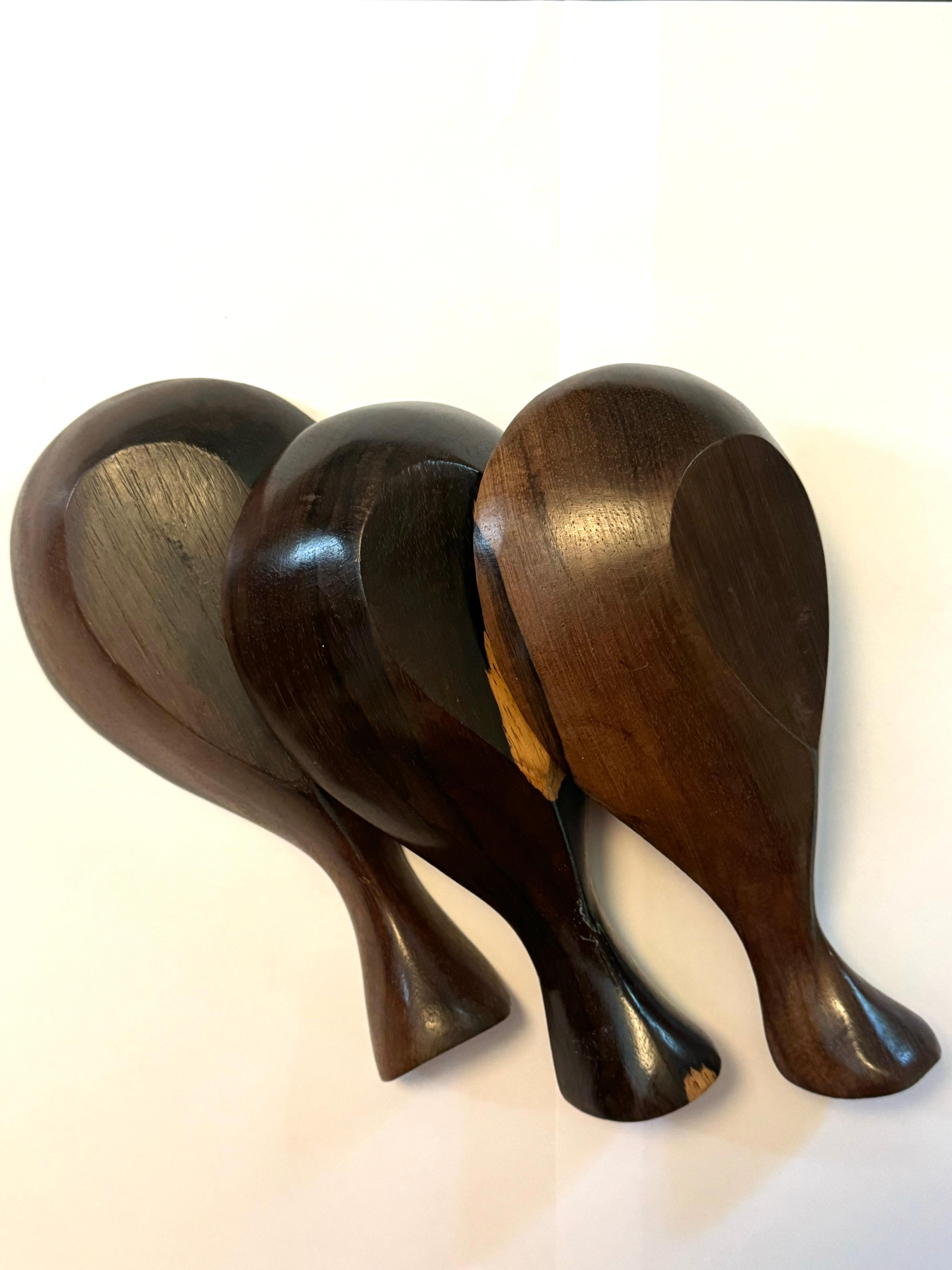 Set of 3 Decorative Bowls in Brazilian Hardwood, Unknown, 1960s In Excellent Condition For Sale In Rio De Janeiro, BR