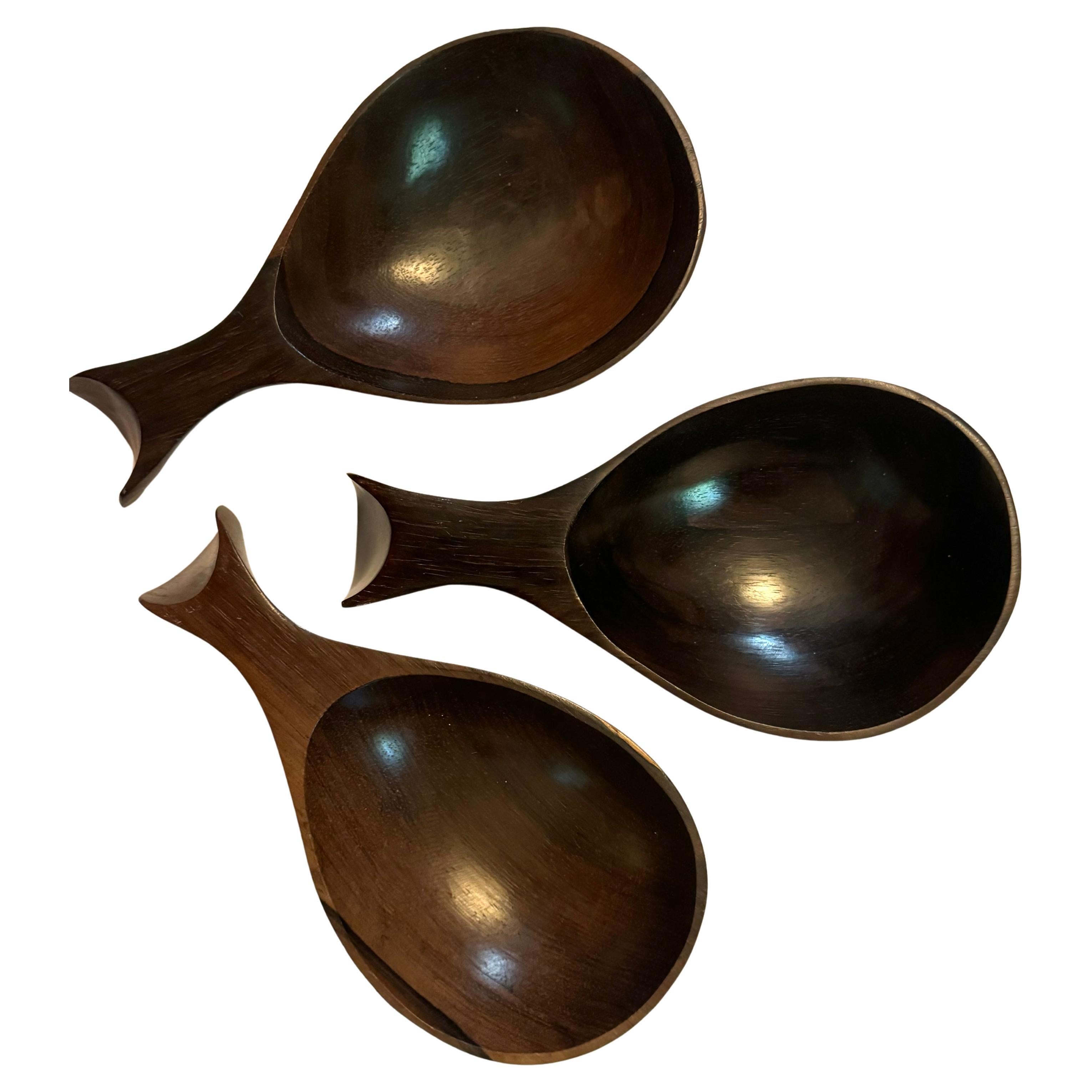 Set of 3 Decorative Bowls in Brazilian Hardwood, Unknown, 1960s