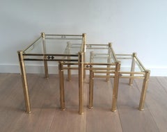 Set von 3 dekorativen Messing-Nesting-Tischen, um 1970