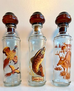 Set of (3) Decorative "Cabin Still" Sportsman Bottles / Decanters, USA, 1960's