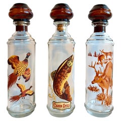 Set of (3) Decorative "Cabin Still" Sportsman Bottles / Decanters, USA, 1960's