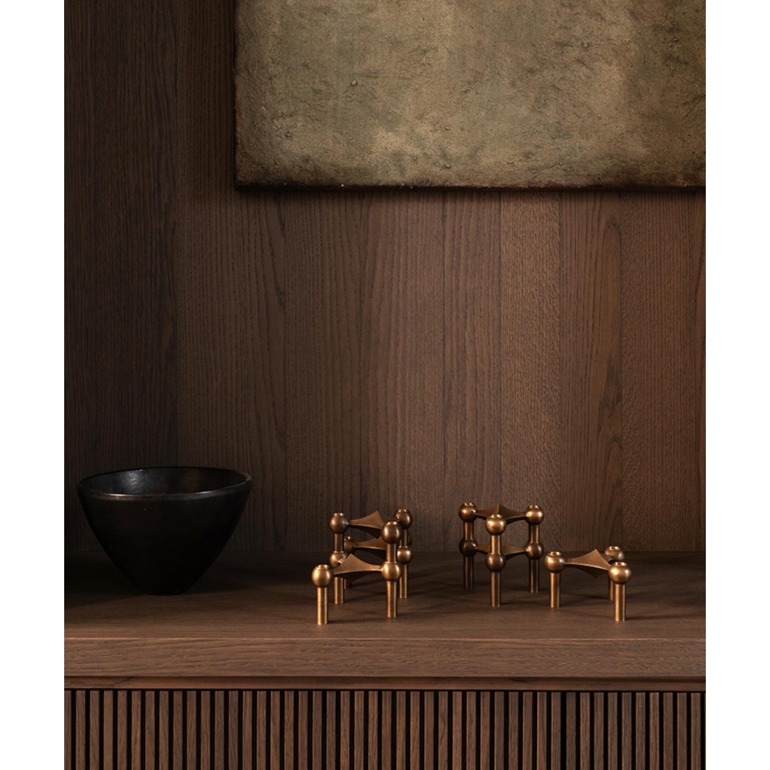 Set de 3 Portavelas Decorativos de Latón Bronceado by STOFF Nagel Posmoderno en venta