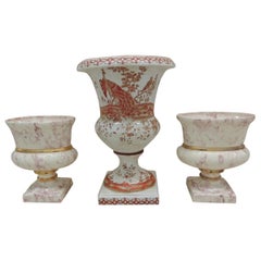 Set of '3' Decorative Hand Painted Ceramic Urns