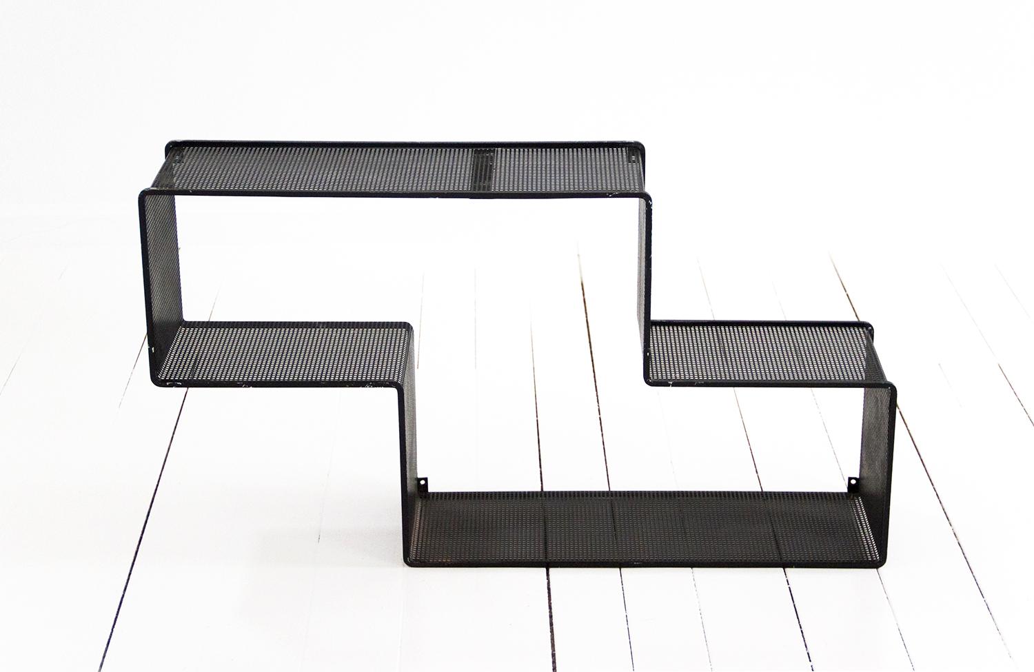 Set of 3 ‘Dedal’ Wall Shelves by Mathieu Matégot, Perforated Steel French, 1950s For Sale 11