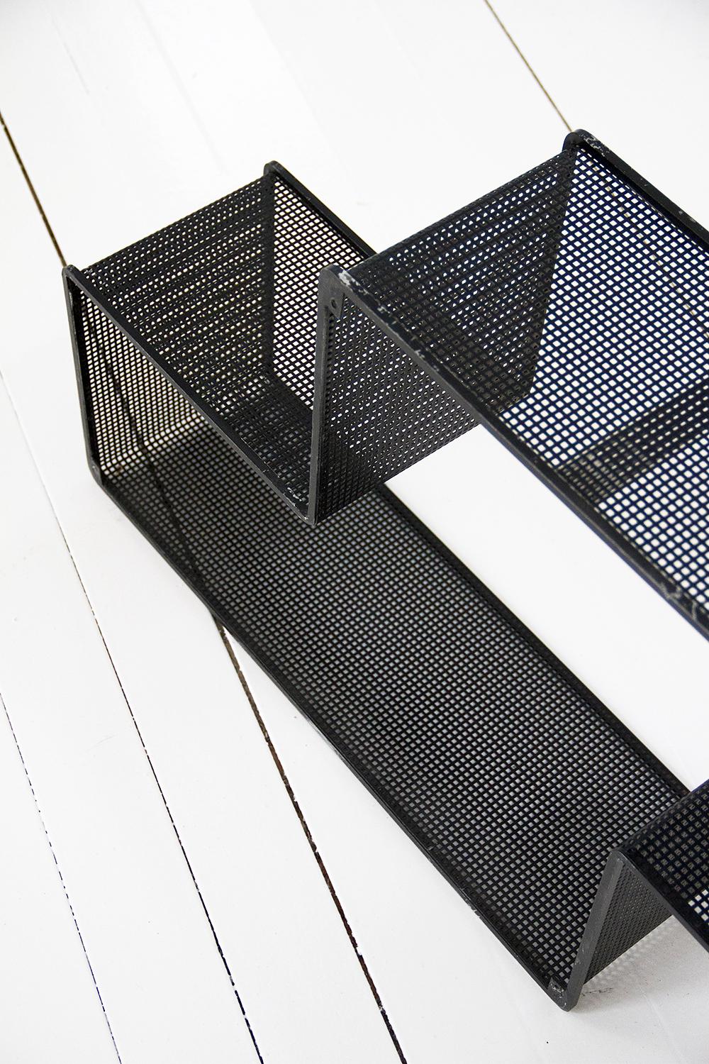 Set of 3 ‘Dedal’ Wall Shelves by Mathieu Matégot, Perforated Steel French, 1950s For Sale 14
