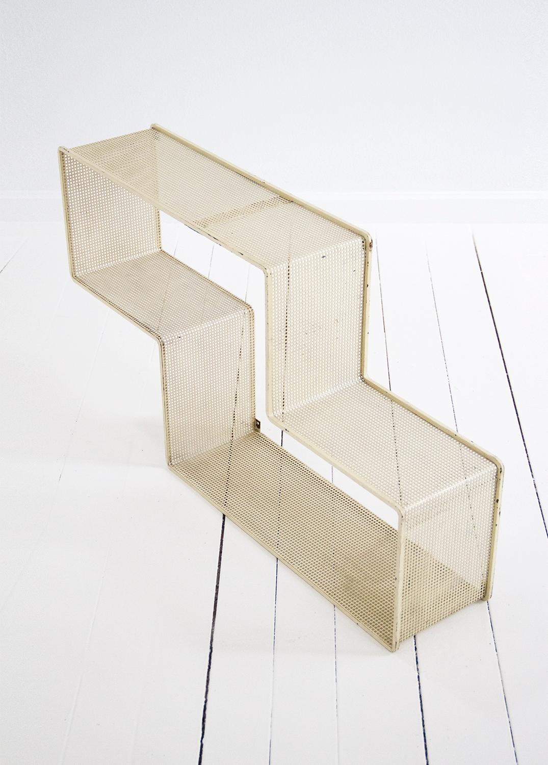 Set of 3 ‘Dedal’ Wall Shelves by Mathieu Matégot, Perforated Steel French, 1950s For Sale 1