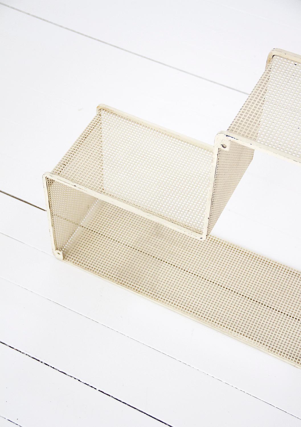 Set of 3 ‘Dedal’ Wall Shelves by Mathieu Matégot, Perforated Steel French, 1950s For Sale 3