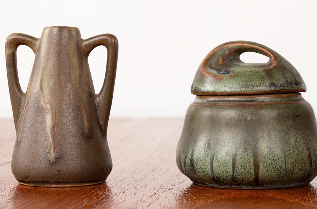 3er-Set Denbac Art Deco-Keramik aus geflammtem Steinzeug 1930. im Zustand „Hervorragend“ im Angebot in JOINVILLE-LE-PONT, FR