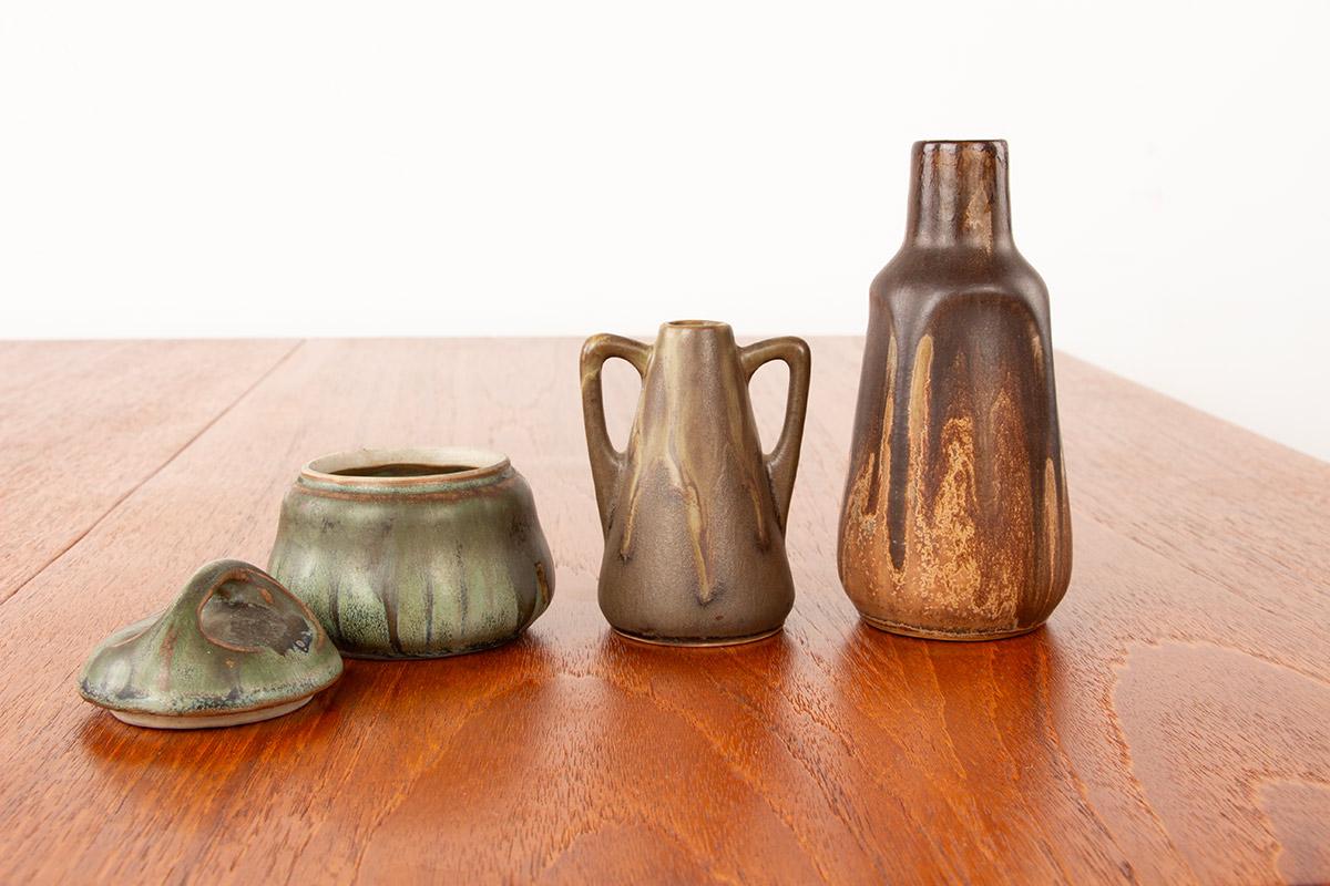 3er-Set Denbac Art Deco-Keramik aus geflammtem Steinzeug 1930. im Angebot 1