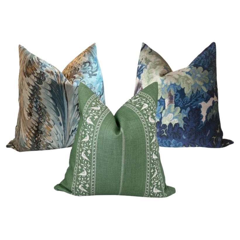 Set di 3 cuscini di design in "Richmond", Lee Jofa "Taplow" e Lisa Fine "Baroda".
