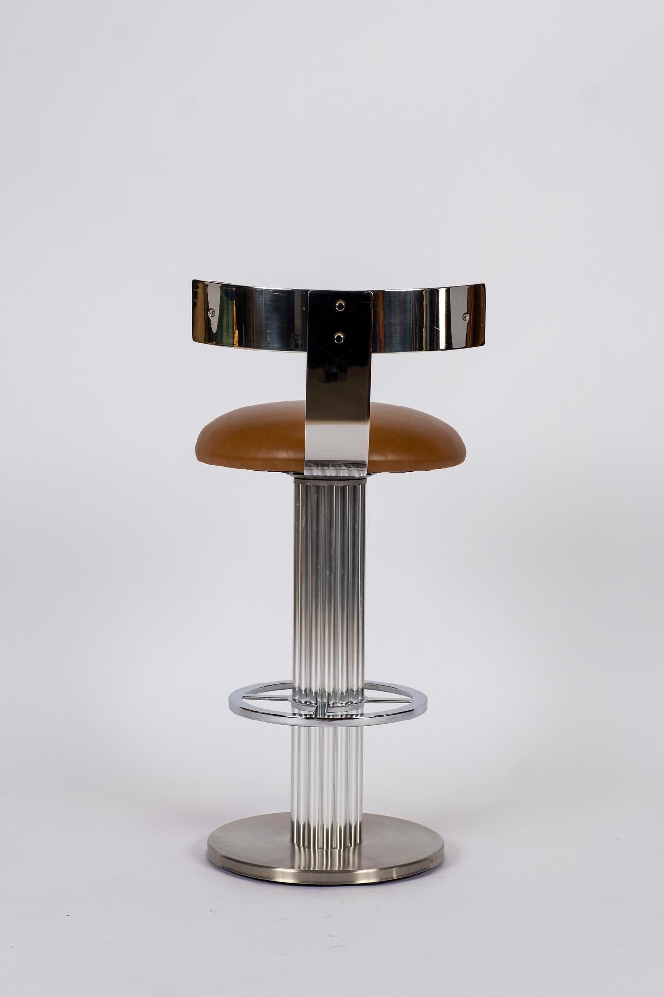 Design For Leisure Chrome and Leather Barstools In Good Condition In Houston, TX