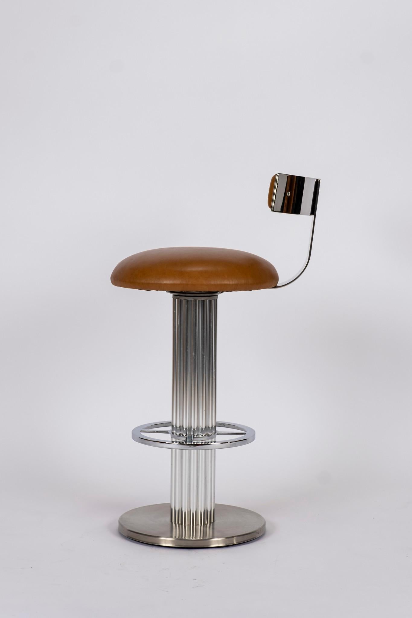 20th Century Design For Leisure Chrome and Leather Barstools