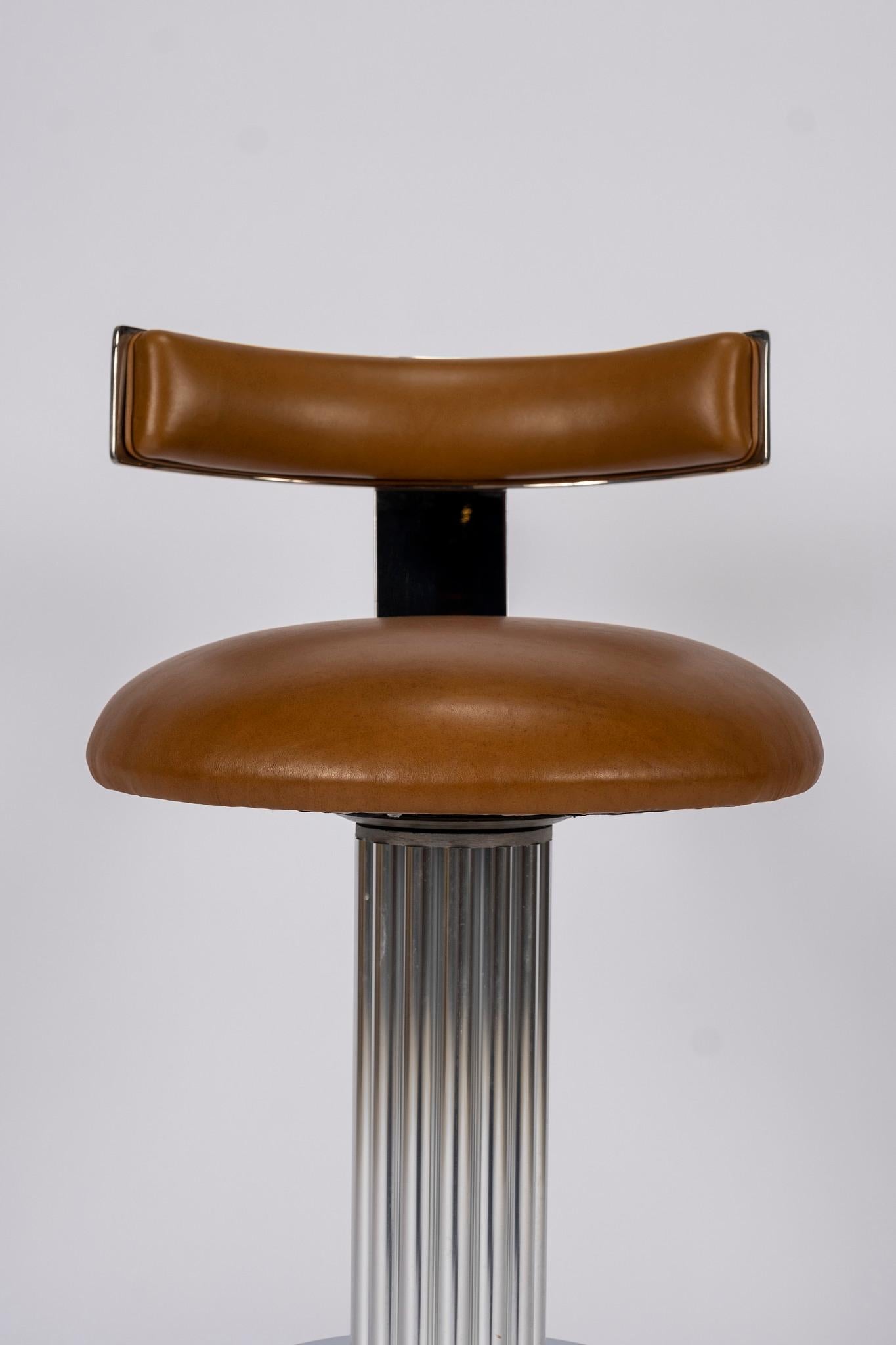 Design For Leisure Chrome and Leather Barstools 4